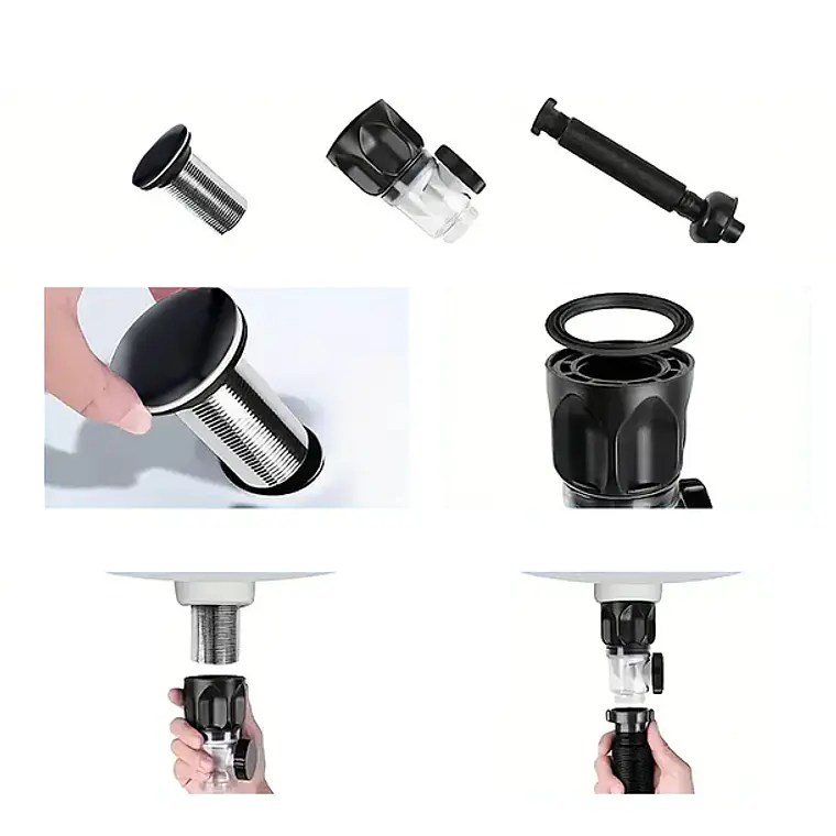 Desagüe universal con tubo sifón fexible para vanitorio Domsa WY020-Negro 4