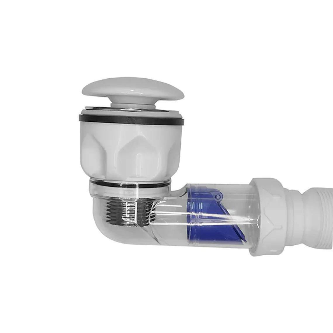 Desagüe universal con tubo sifón flexible para vanitorio Domsa WY30-Blanco 2