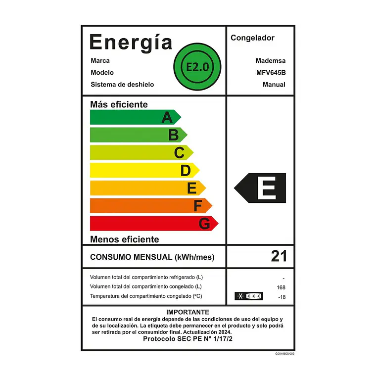 Congelador Freezer Mademsa Vertical 168L Frío Directo con Puerta Reversible MFV645B Blanco 9