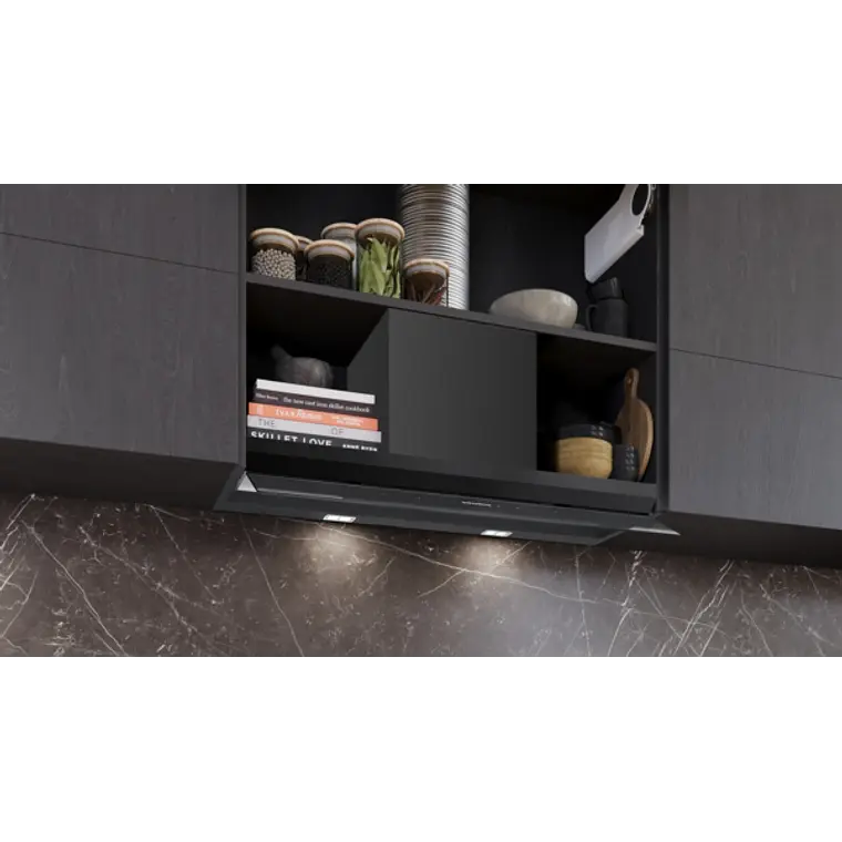 iQ700, Campana decorativa integrable, 90 cm, Cristal negro, Negro mate 1