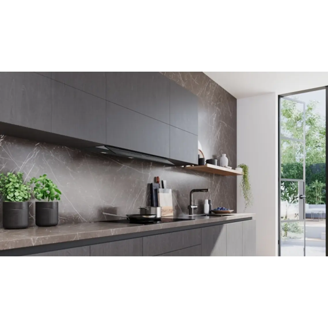 iQ700, Campana decorativa integrable, 90 cm, Cristal negro, Negro mate 5