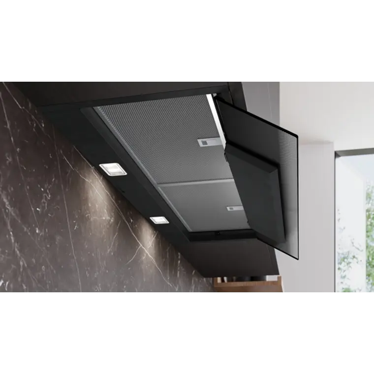 iQ700, Campana decorativa integrable, 90 cm, Cristal negro, Negro mate 2