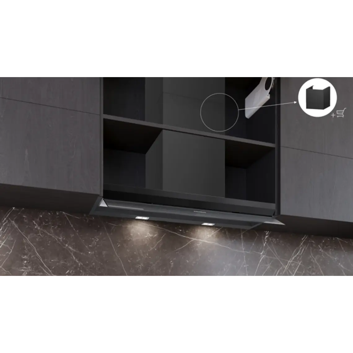 iQ500, Campana decorativa integrable, 90 cm, Cristal negro, Negro mate 6