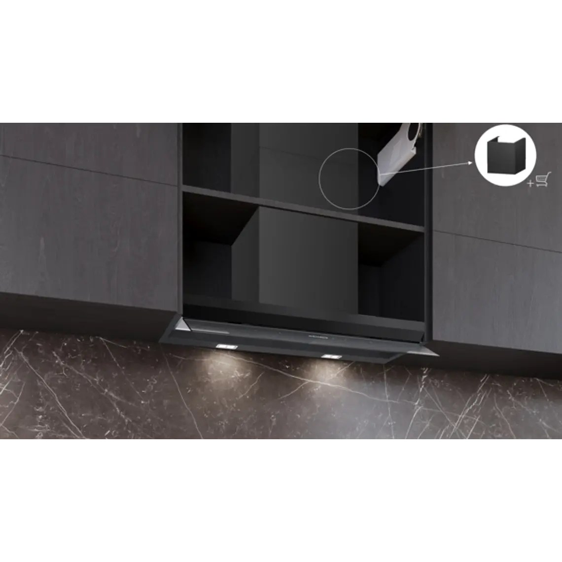 iQ700, Campana decorativa integrable, 80 cm, Cristal negro, Negro mate 2