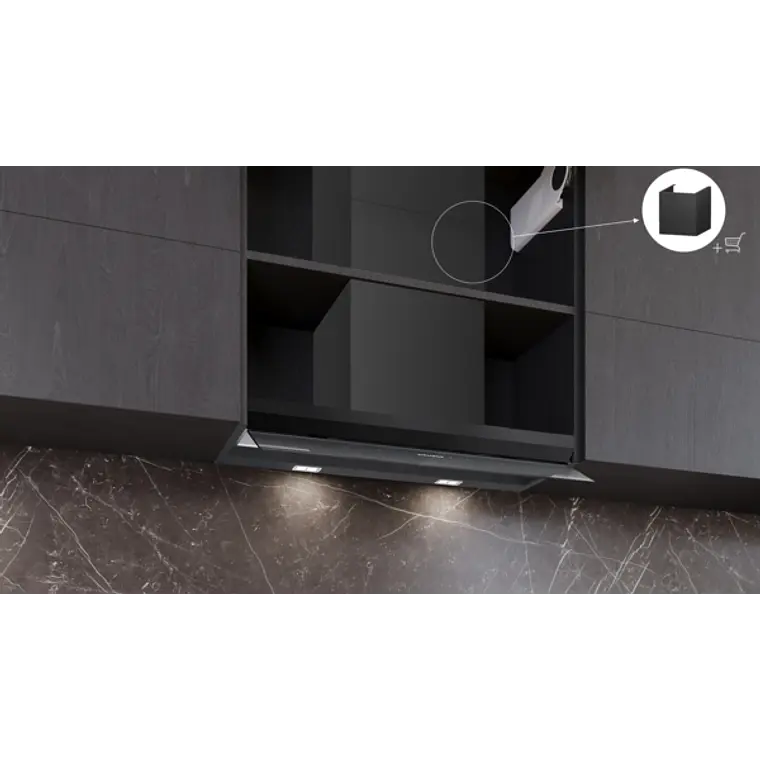 iQ700, Campana decorativa integrable, 80 cm, Cristal negro, Negro mate 2
