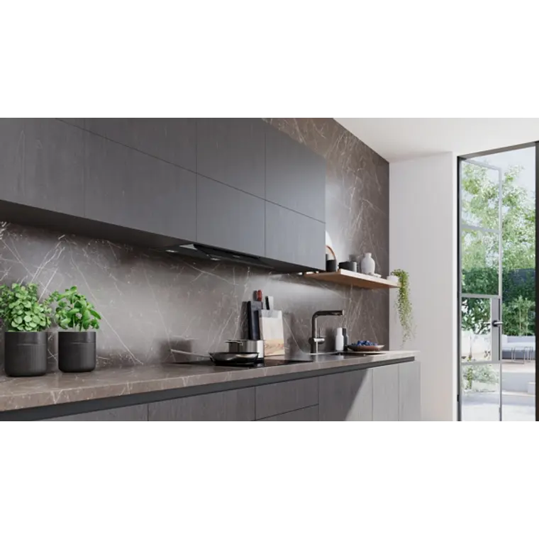 iQ700, Campana decorativa integrable, 60 cm, Cristal negro, Negro mate 2
