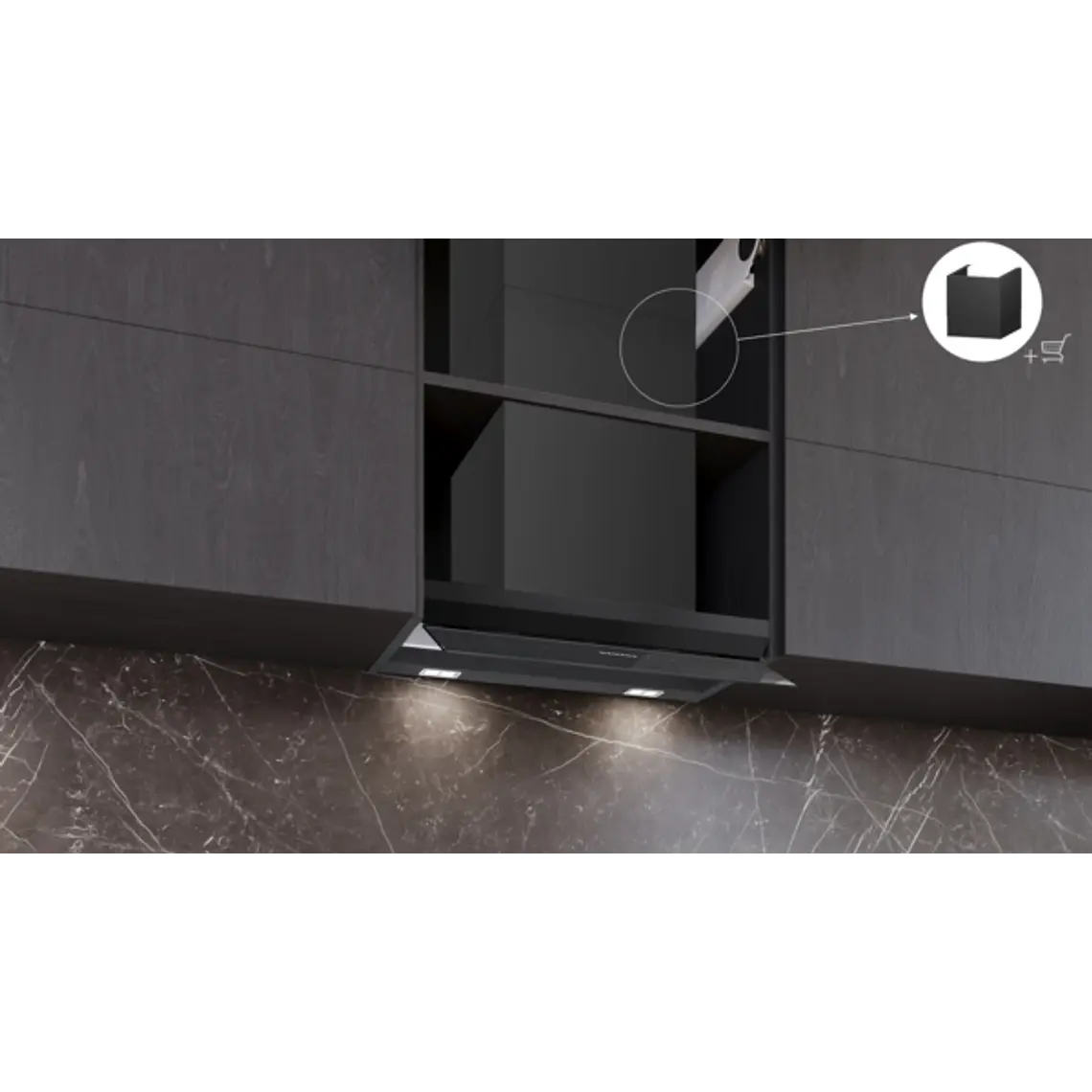 iQ700, Campana decorativa integrable, 60 cm, Cristal negro, Negro mate 6
