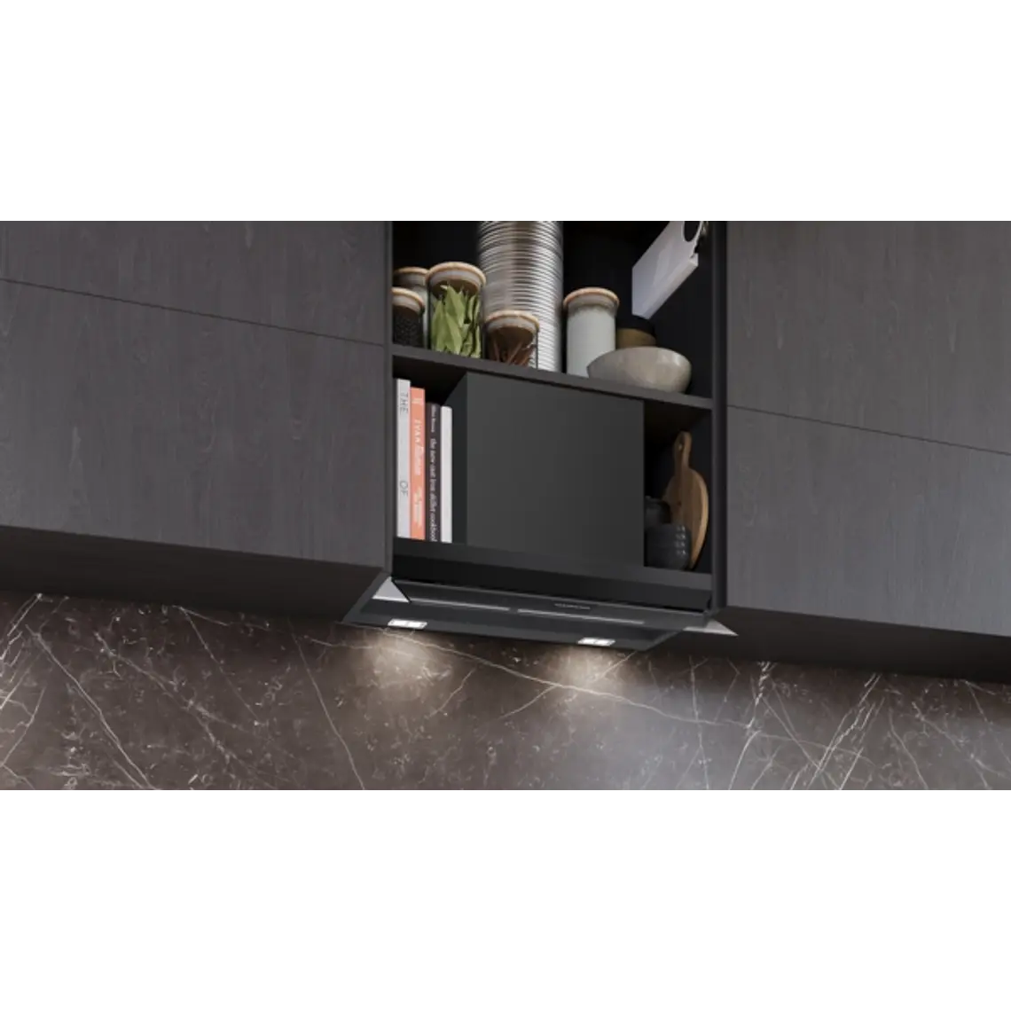 iQ500, Campana decorativa integrable, 60 cm, Cristal negro, Negro mate 3