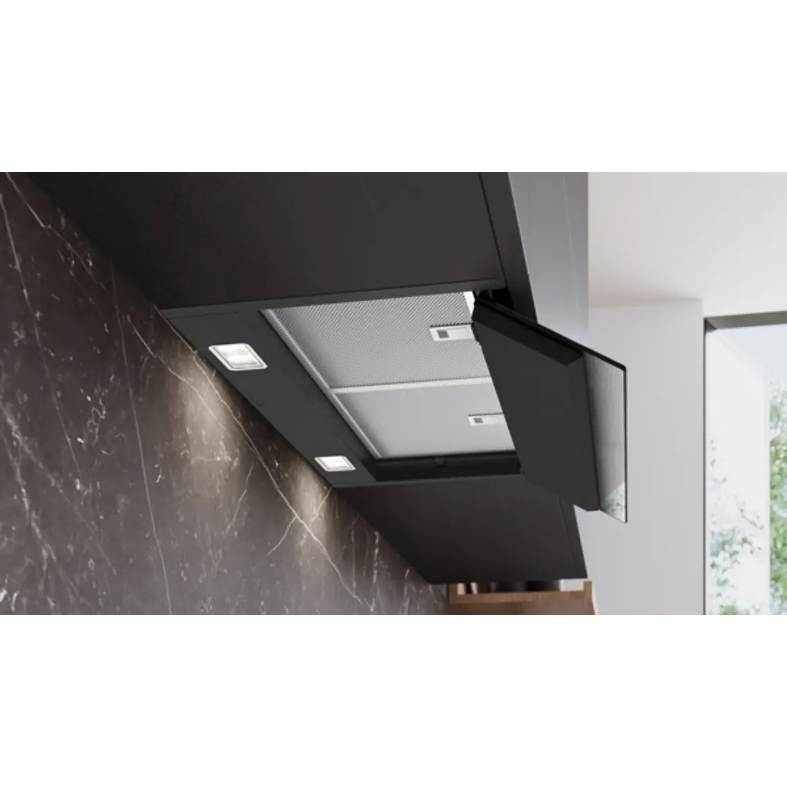 iQ500, Campana decorativa integrable, 60 cm, Cristal negro, Negro mate 5