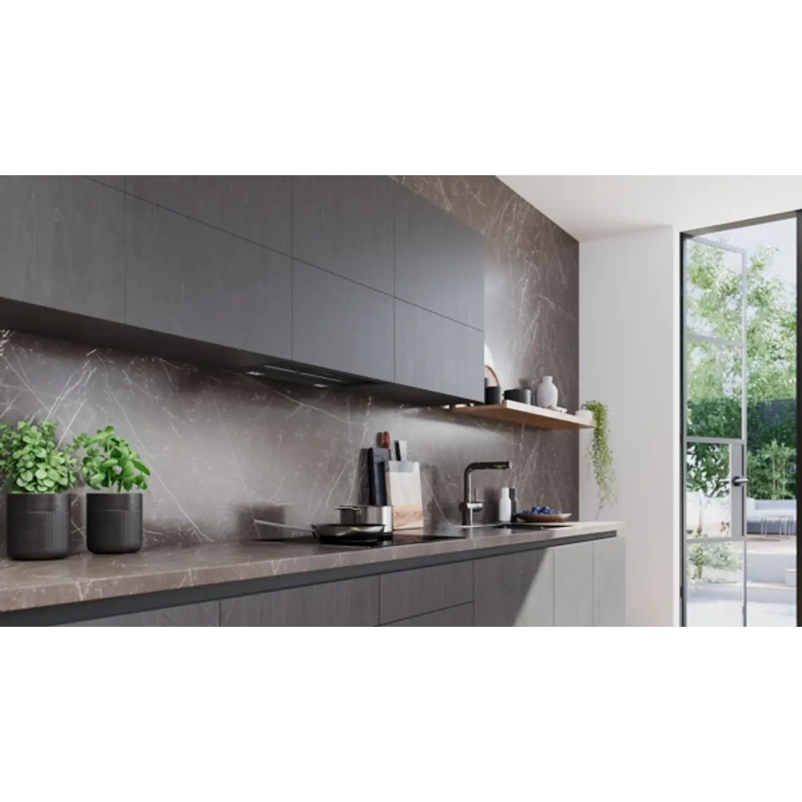 iQ500, Campana decorativa integrable, 60 cm, Cristal negro, Negro mate 6