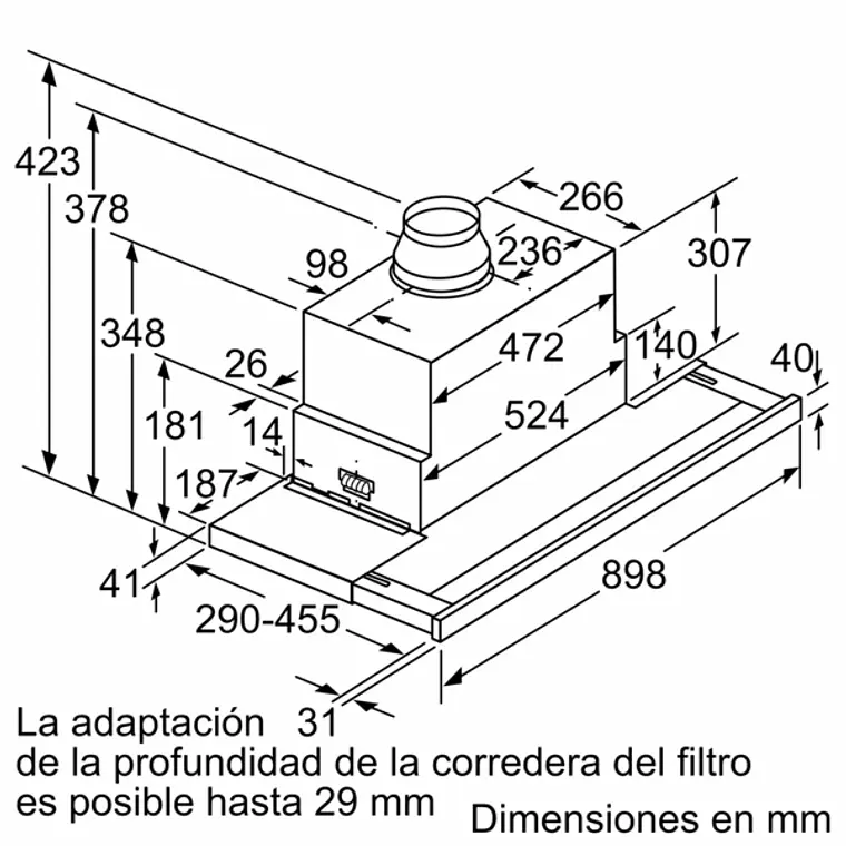 iQ700, Campana telescópica, 90 cm, Acero inoxidable 19