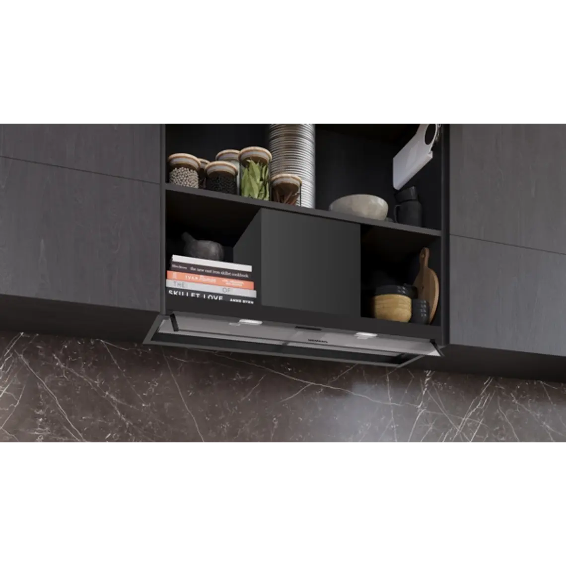 iQ300, Campana decorativa integrable, 90 cm, Cristal transparente, Negro mate 6