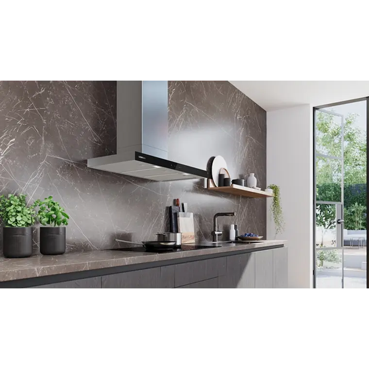 iQ500, Campana decorativa de pared, 90 cm, Acero mate antihuellas 3