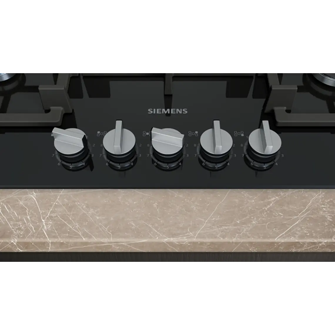 SIEMENS iQ500, Encimera a gas, 75 cm, negro, vidrio templado 4
