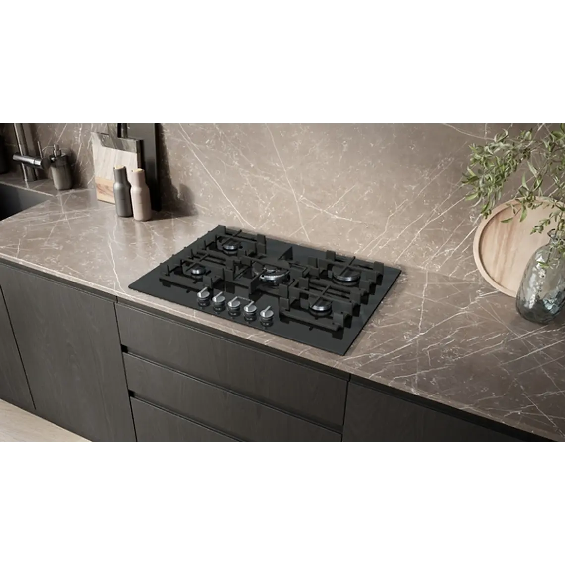 SIEMENS iQ500, Encimera a gas, 75 cm, negro, vidrio templado 2