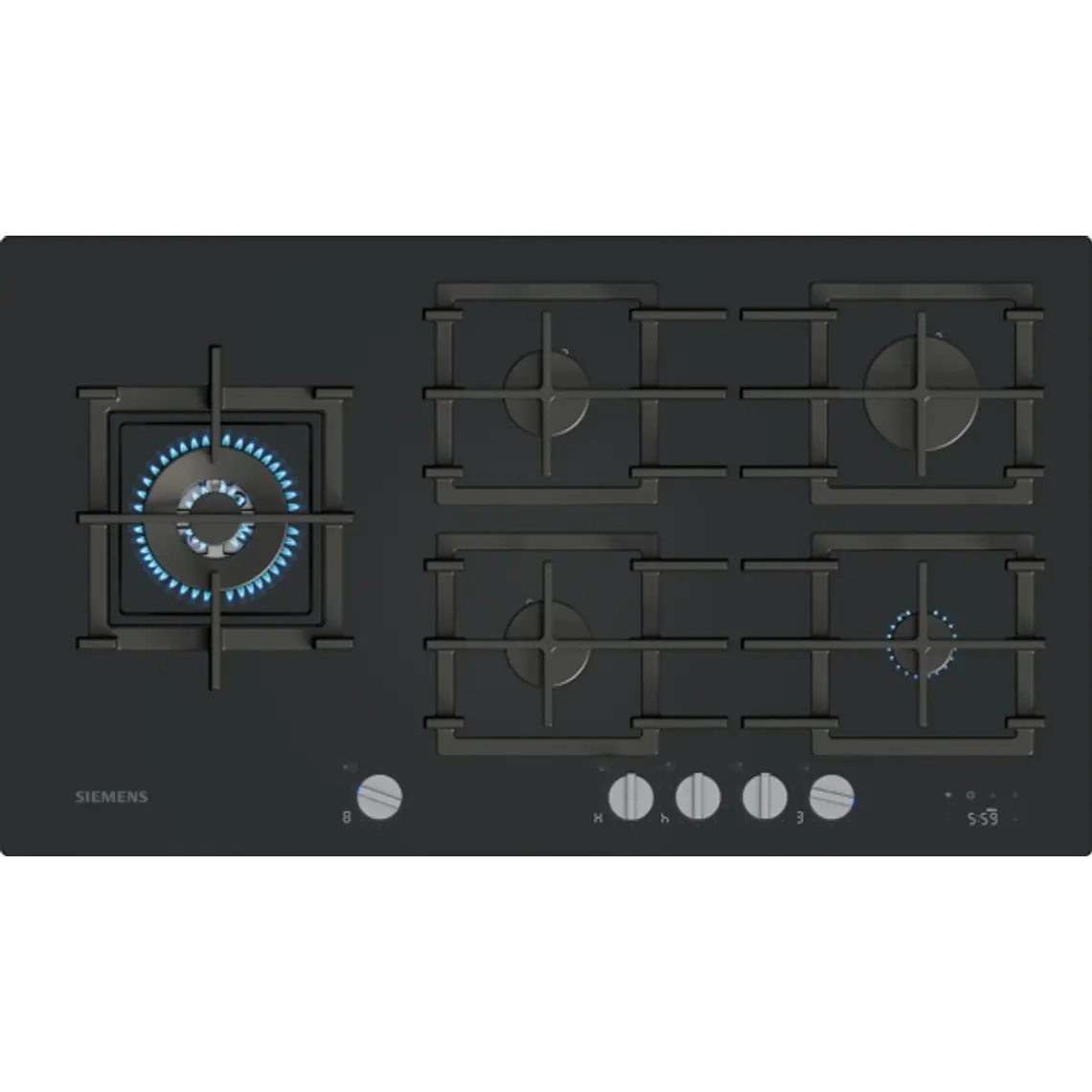 SIEMENS iQ700, Encimera a gas, 90 cm, negro, vidrio templado 1