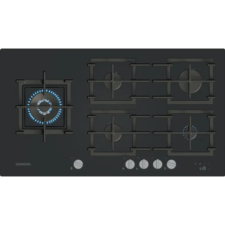 SIEMENS iQ700, Encimera a gas, 90 cm, negro, vidrio templado 1