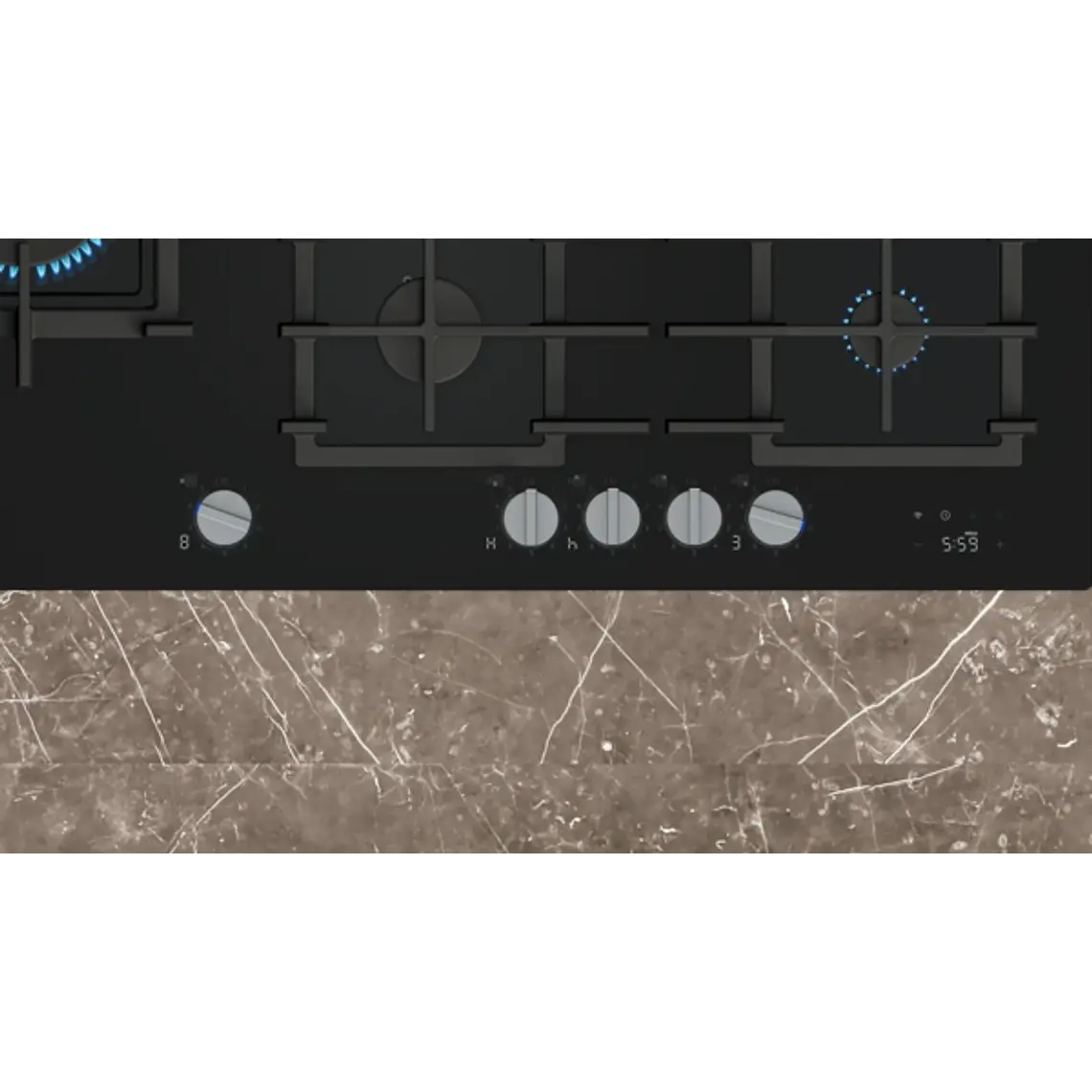 SIEMENS iQ700, Encimera a gas, 90 cm, negro, vidrio templado 4