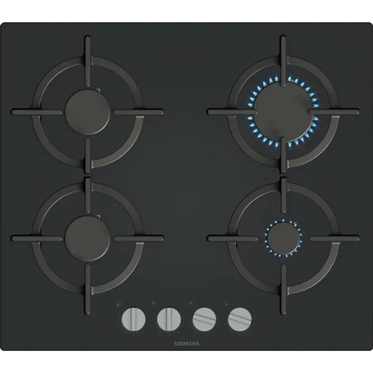 SIEMENS iQ500, Encimera a gas, 60 cm, negro, vidrio templado 1