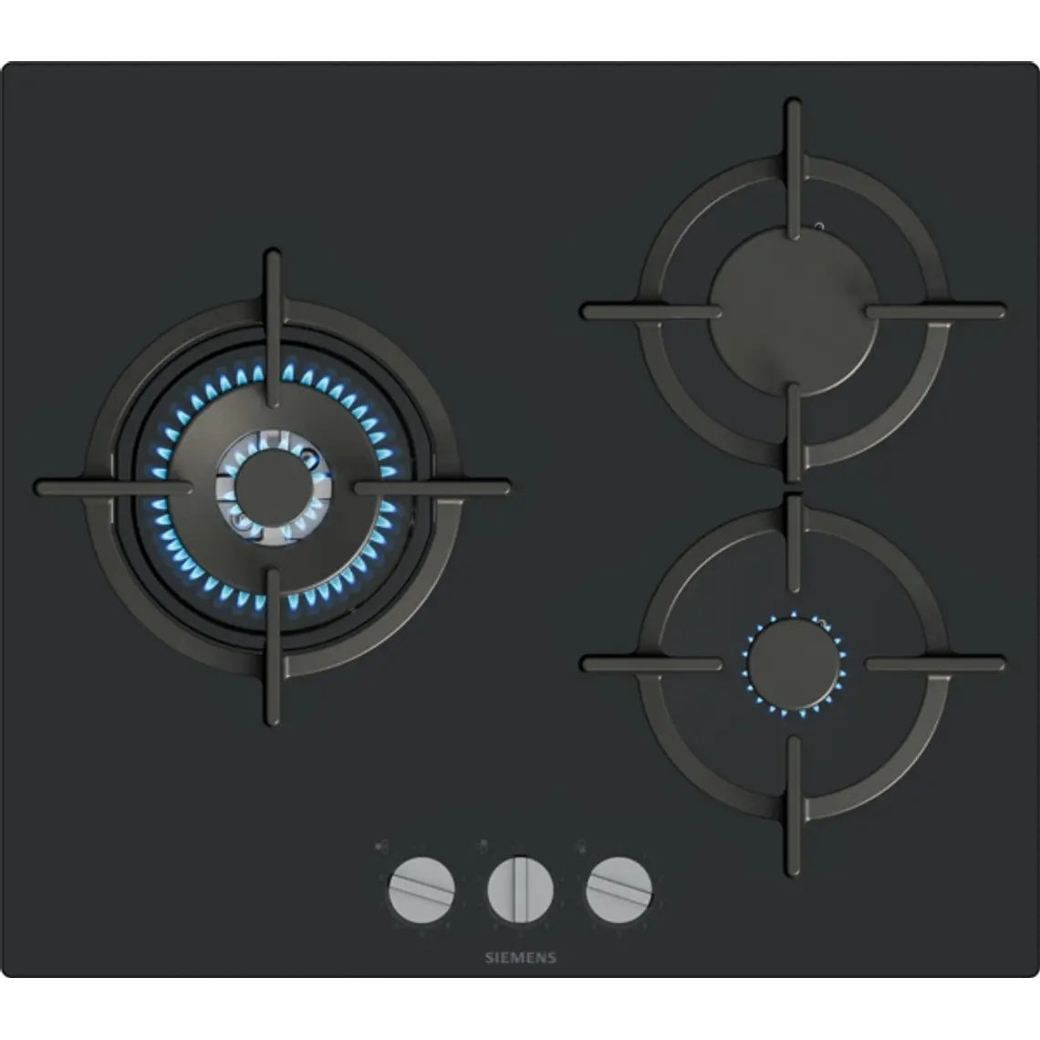 SIEMENS iQ500, Encimera a gas, 60 cm, negro, vidrio templado 1