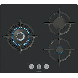 SIEMENS iQ500, Encimera a gas, 60 cm, negro, vidrio templado