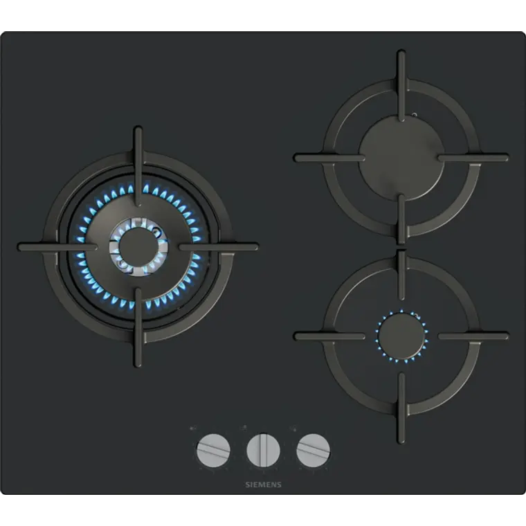 SIEMENS iQ500, Encimera a gas, 60 cm, negro, vidrio templado 1
