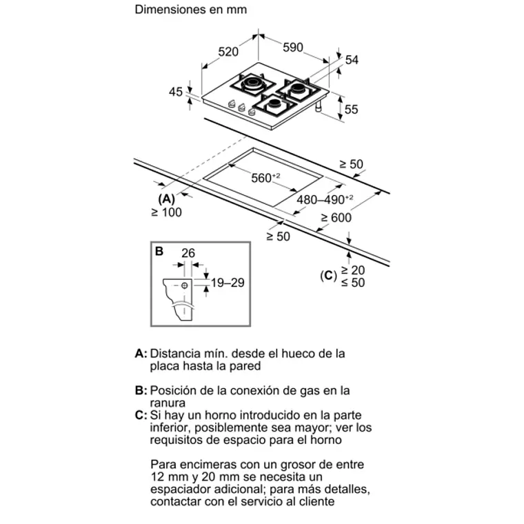 SIEMENS iQ500, Encimera a gas, 60 cm, negro, vidrio templado 6