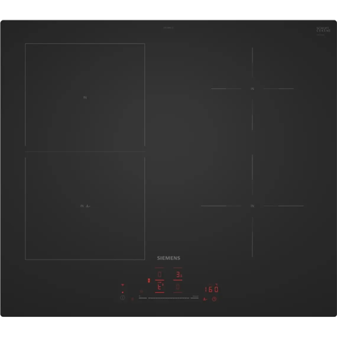 SIEMENS iQ500, Encimera de inducción, 60 cm, acabado negro mate, sin perfiles 1