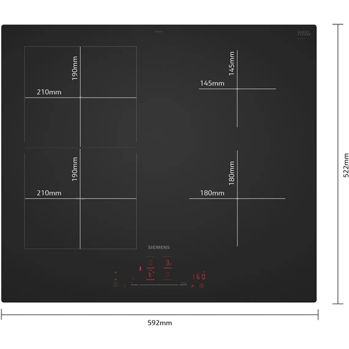SIEMENS iQ500, Encimera de inducción, 60 cm, acabado negro mate, sin perfiles 2