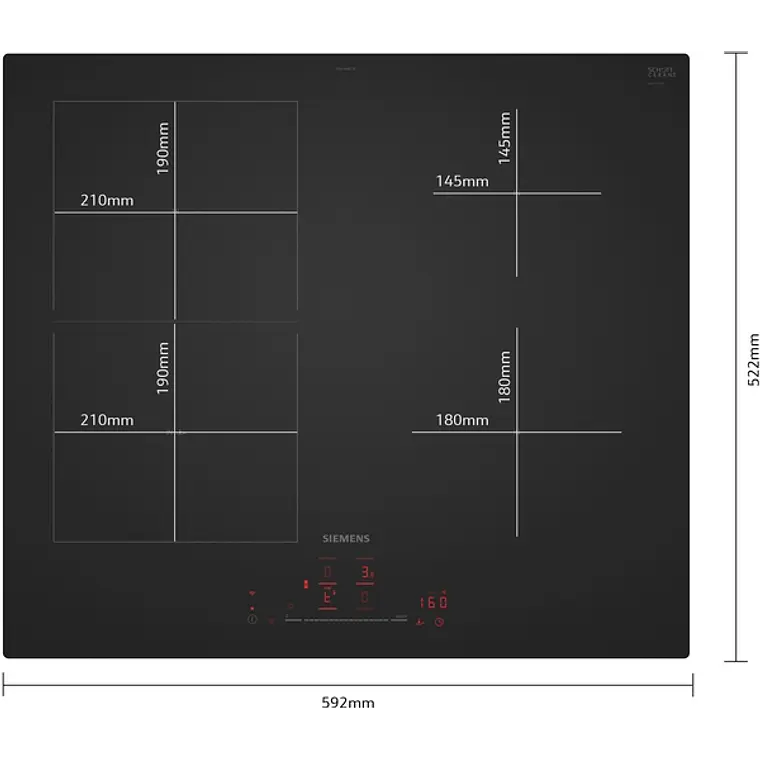 SIEMENS iQ500, Encimera de inducción, 60 cm, acabado negro mate, sin perfiles 2