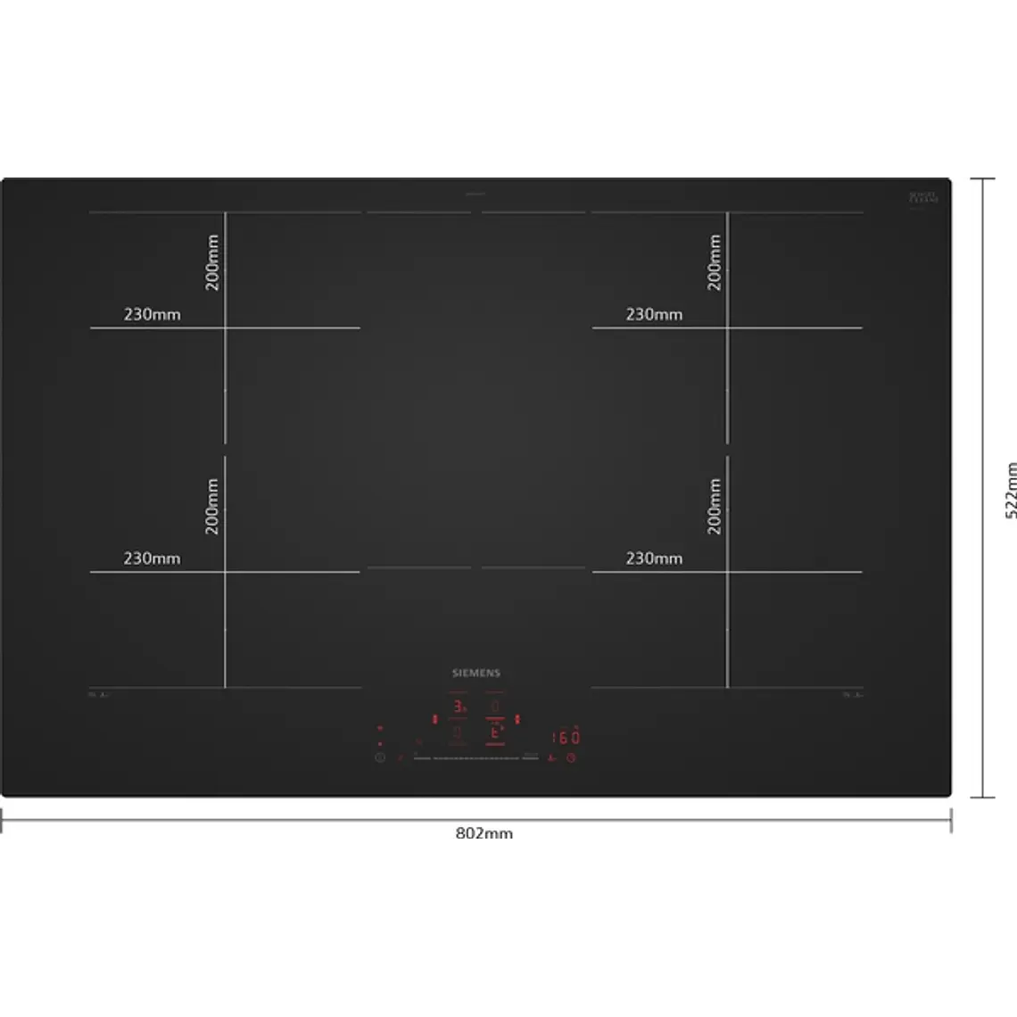 SIEMENS iQ700, Encimera de inducción, 80 cm, acabado negro mate, sin perfiles 2