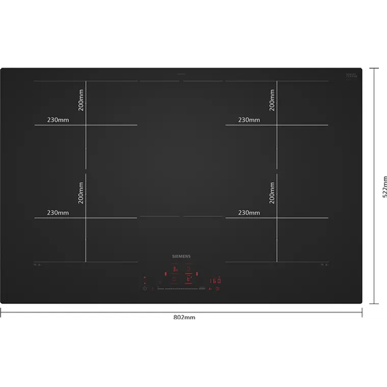 SIEMENS iQ700, Encimera de inducción, 80 cm, acabado negro mate, sin perfiles 2