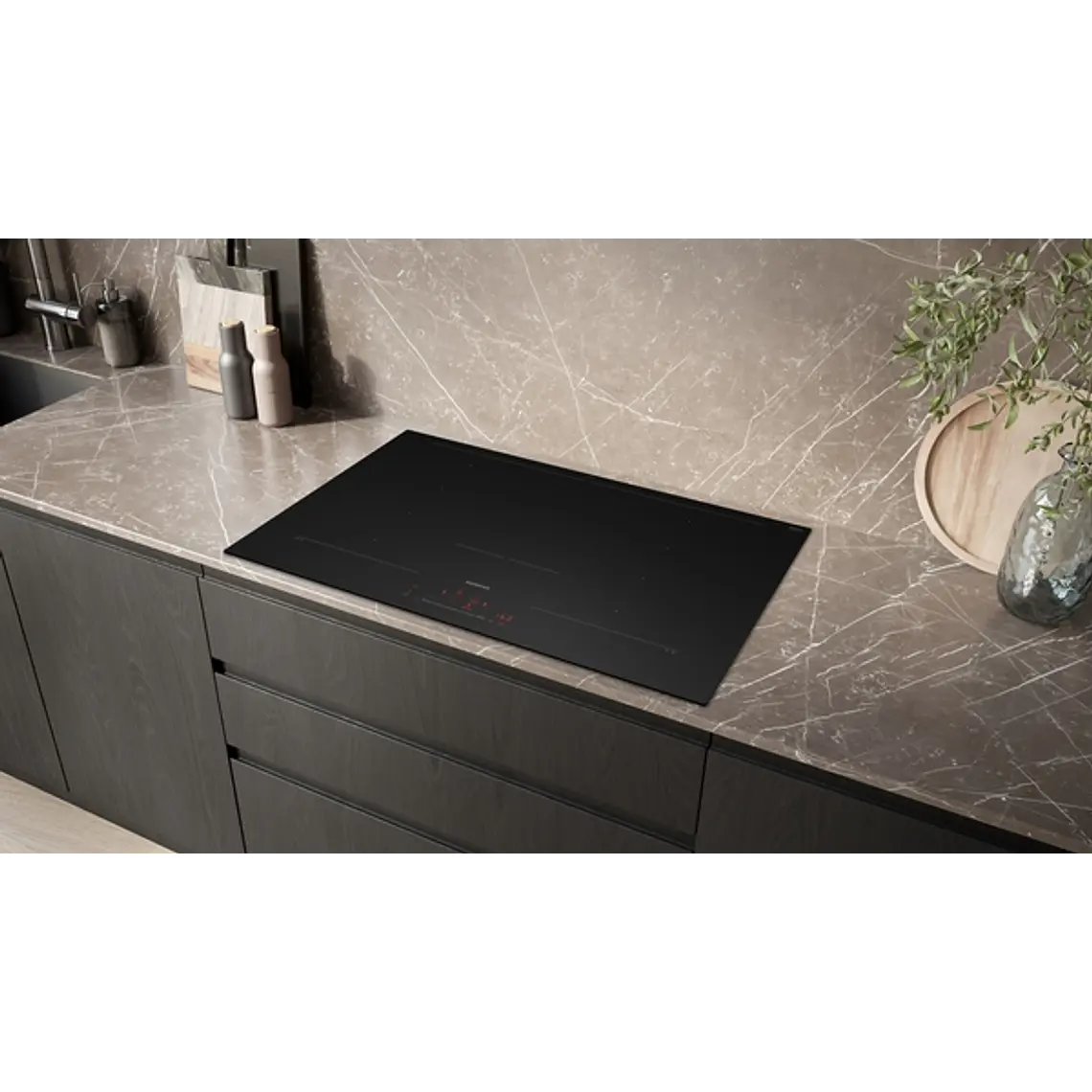 SIEMENS iQ700, Encimera de inducción, 80 cm, acabado negro mate, sin perfiles 4