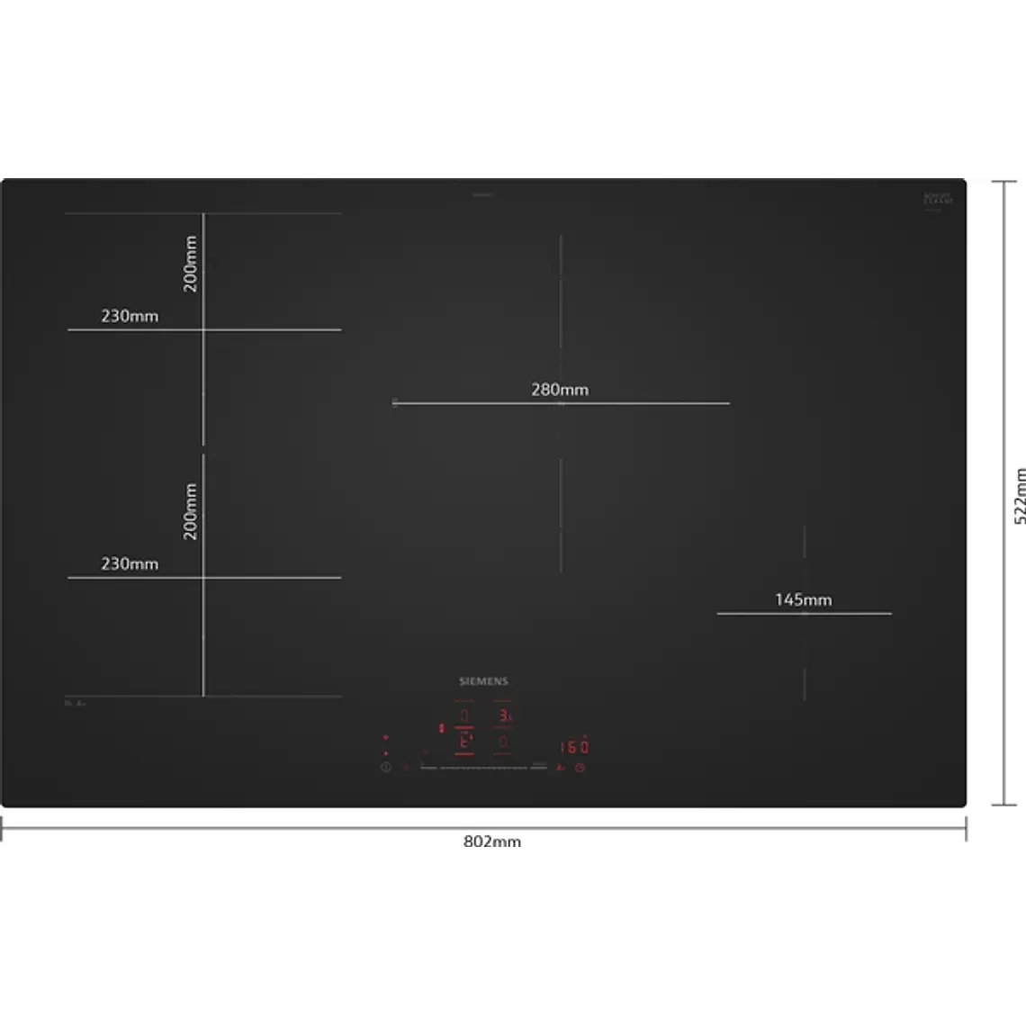SIEMENS iQ700, Encimera de inducción, 80 cm, acabado negro mate, sin perfiles 2