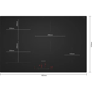 SIEMENS iQ700, Encimera de inducción, 80 cm, acabado negro mate, sin perfiles
