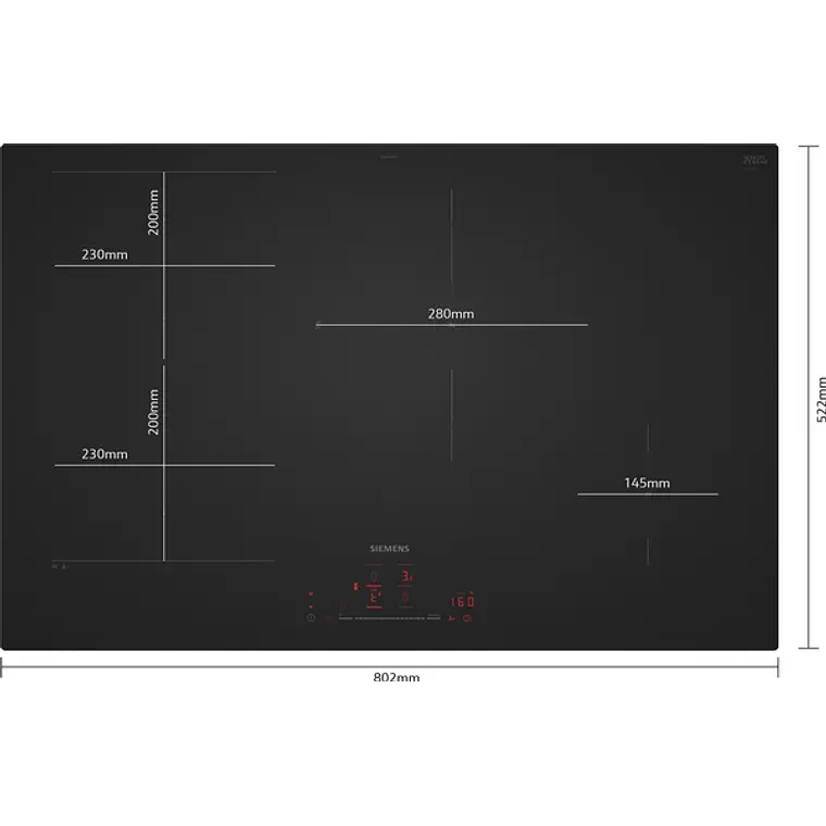 SIEMENS iQ700, Encimera de inducción, 80 cm, acabado negro mate, sin perfiles 2