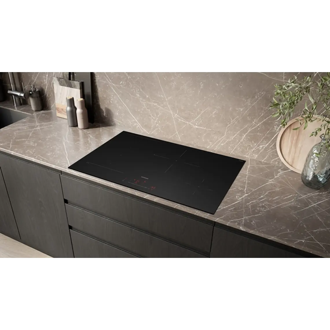 SIEMENS iQ700, Encimera de inducción, 80 cm, acabado negro mate, sin perfiles 4