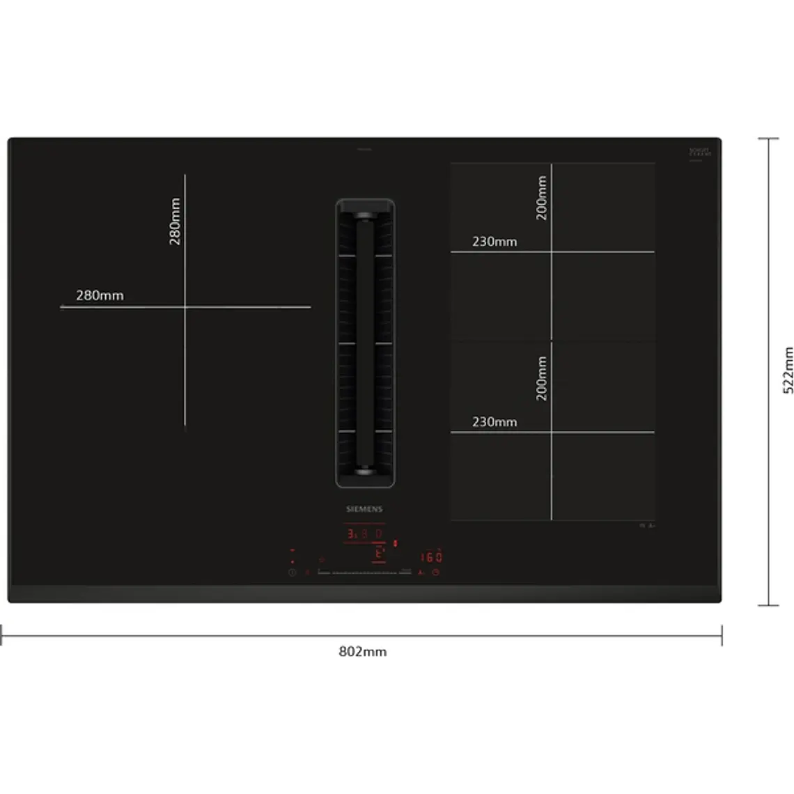 SIEMENS iQ700, Encimera de inducción con extractor integrado, 80 cm, sin perfiles 2