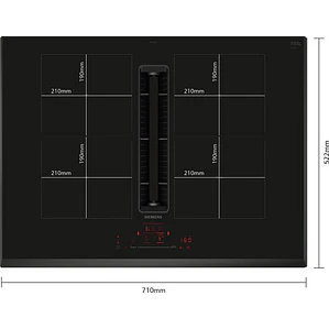 SIEMENS iQ500, Encimera de inducción con extractor integrado, 70 cm, sin perfiles