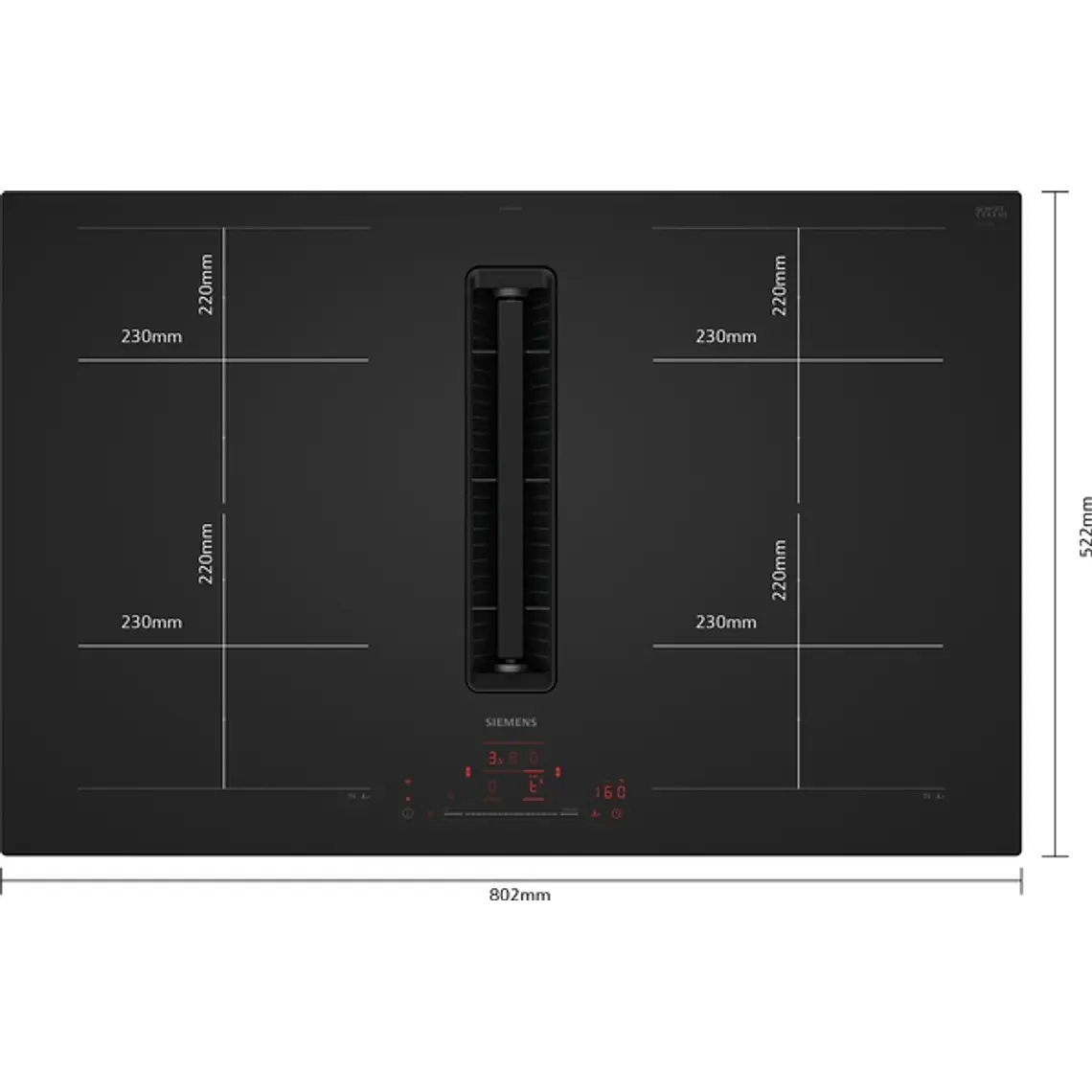 SIEMENS iQ700, Encimera de inducción con extractor integrado, 80 cm, Acabado negro mate, sin perfiles 2