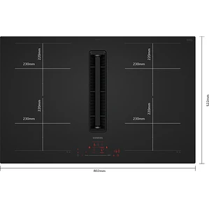 SIEMENS iQ700, Encimera de inducción con extractor integrado, 80 cm, Acabado negro mate, sin perfiles