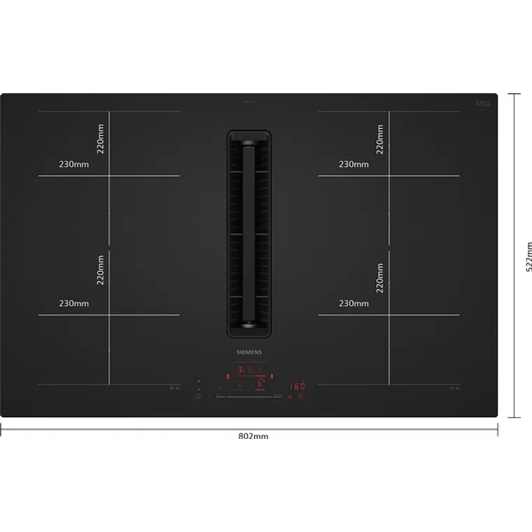 SIEMENS iQ700, Encimera de inducción con extractor integrado, 80 cm, Acabado negro mate, sin perfiles 2