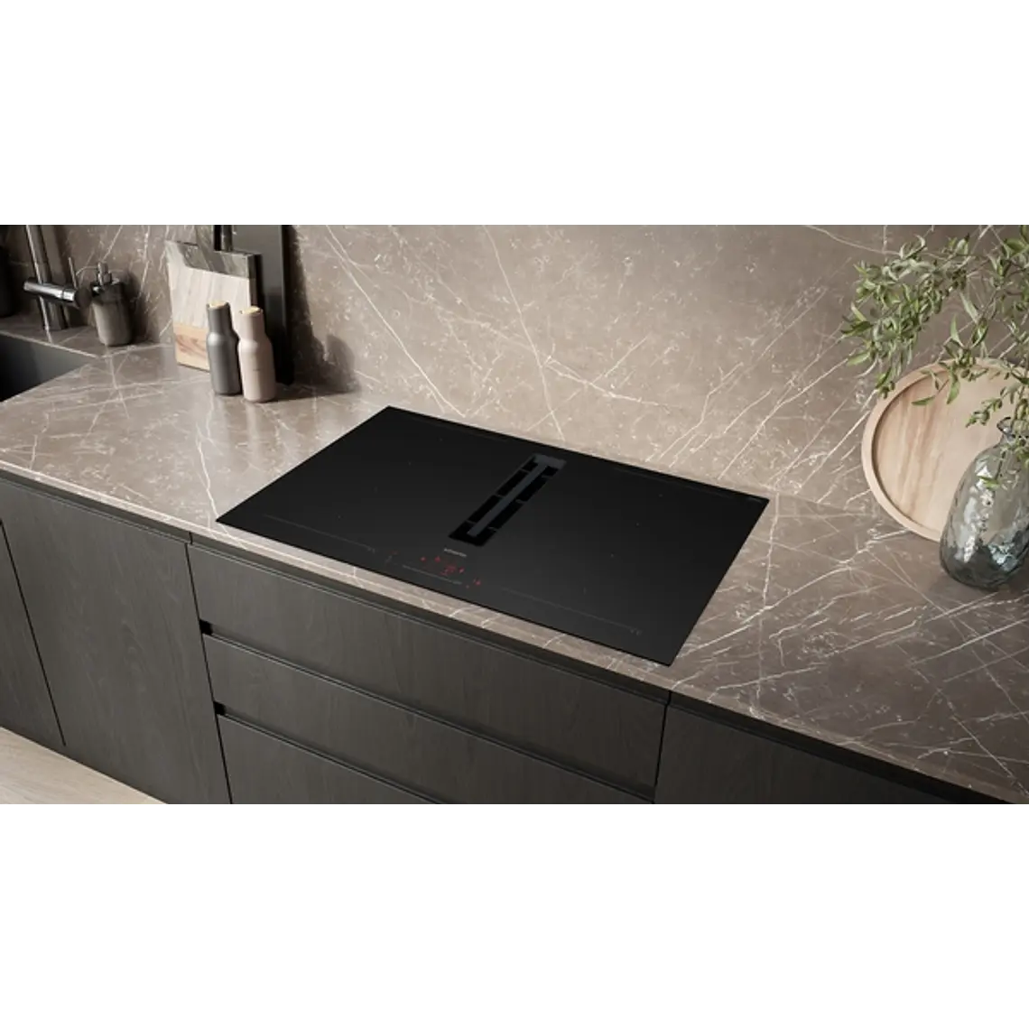 SIEMENS iQ700, Encimera de inducción con extractor integrado, 80 cm, Acabado negro mate, sin perfiles 4