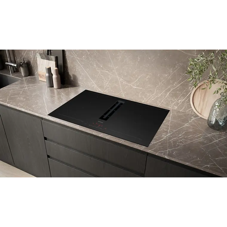 SIEMENS iQ700, Encimera de inducción con extractor integrado, 80 cm, Acabado negro mate, sin perfiles 4