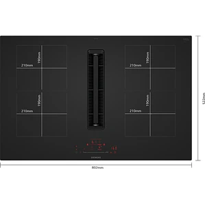 SIEMENS iQ500, Encimera de inducción con extractor integrado, 80 cm, Acabado negro mate, sin perfiles