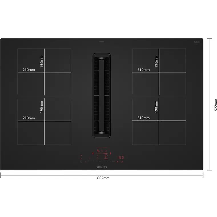 SIEMENS iQ500, Encimera de inducción con extractor integrado, 80 cm, Acabado negro mate, sin perfiles 2