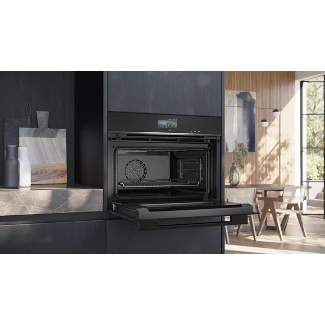 SIEMENS iQ700, Horno compacto con vapor, 60 x 45 cm, Negro 2