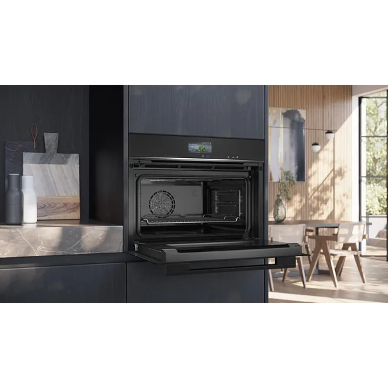 SIEMENS iQ700, Horno compacto con vapor, 60 x 45 cm, Negro 2