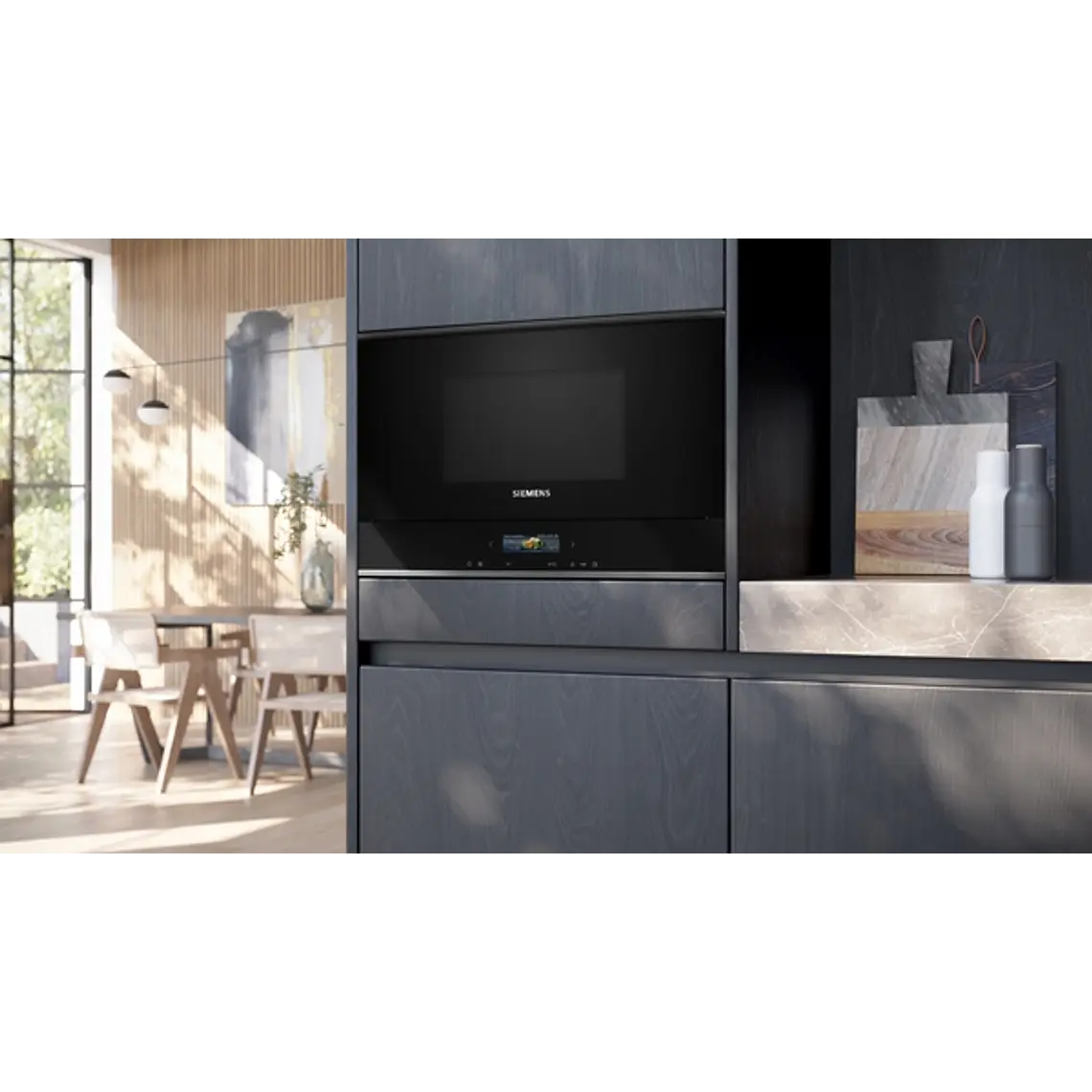 SIEMENS iQ700, Microondas integrable con grill, Negro 2