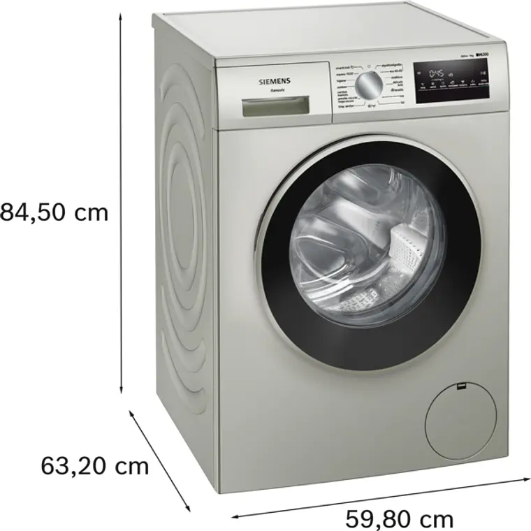 SIEMENS iQ300, Lavadora de carga frontal, 9 kg, 1400 rpm, Acero mate antihuellas 10